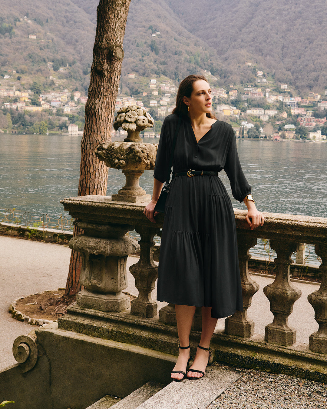 Tencel Gathered Panel Dress