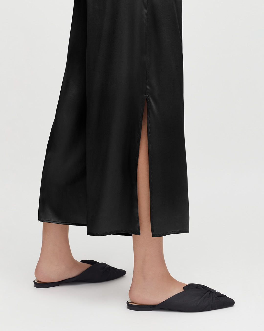 Washable Charmeuse Cropped Wide-Leg Pant