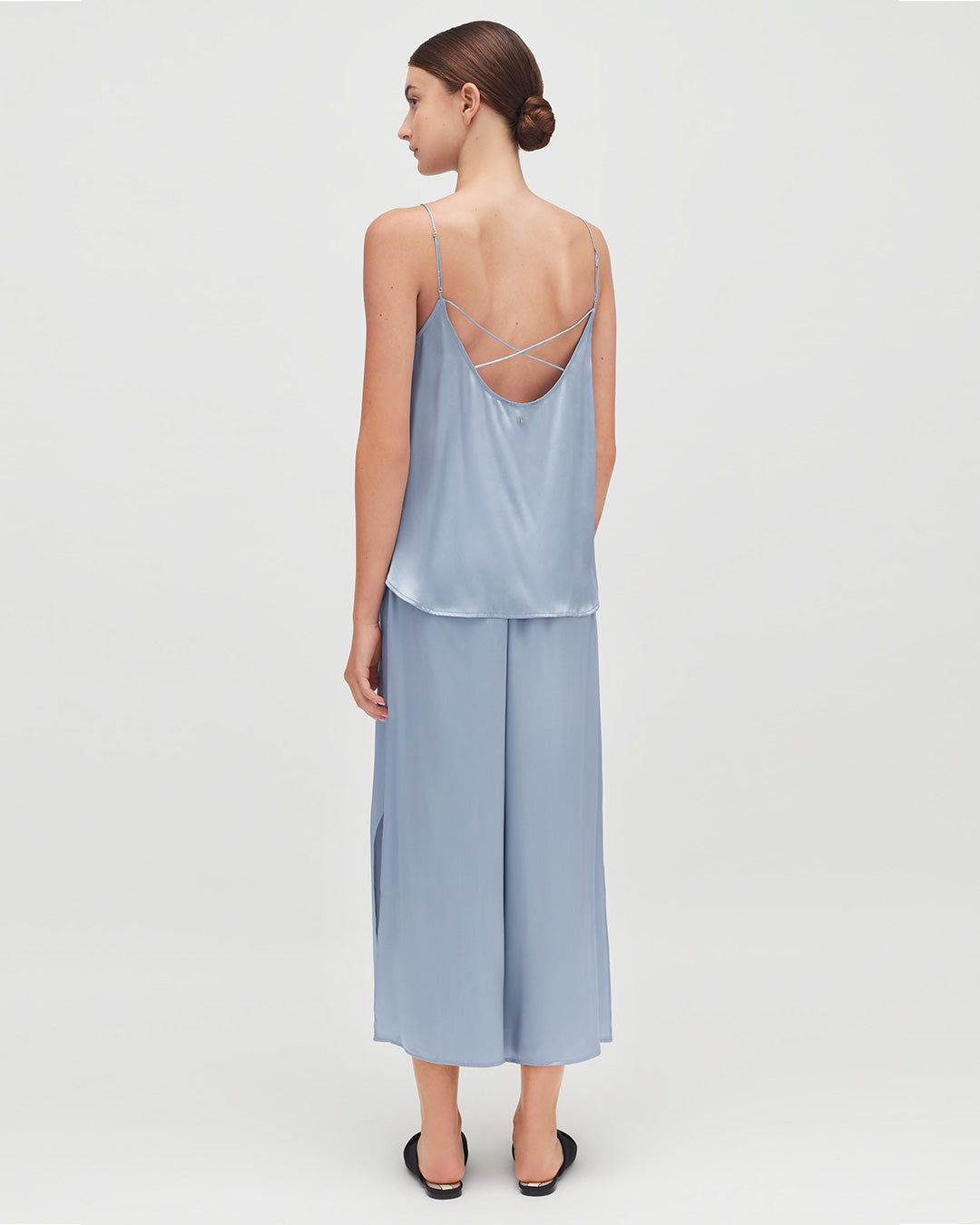 Washable Charmeuse Cropped Wide-Leg Pant