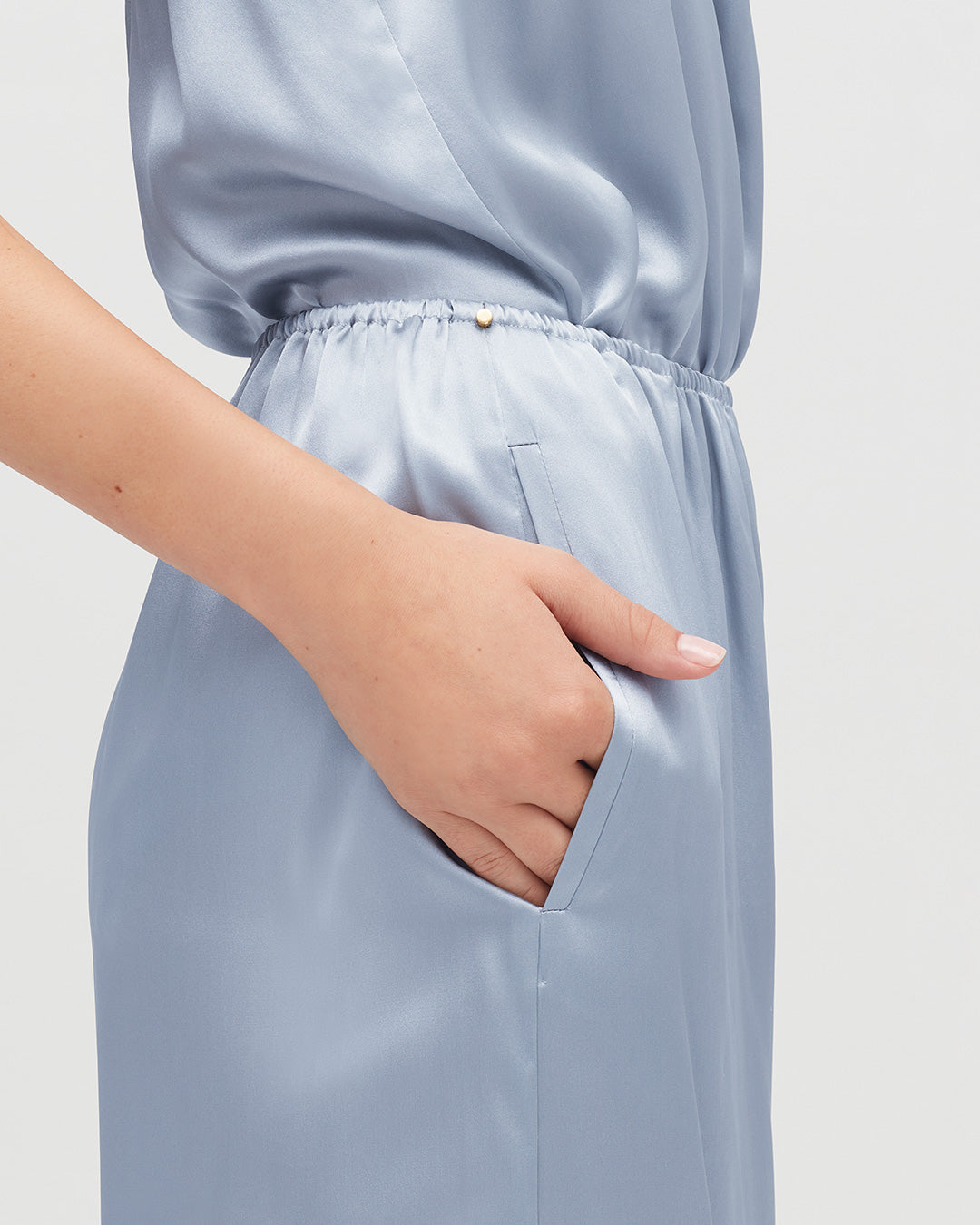 Washable Charmeuse Cropped Wide-Leg Pant