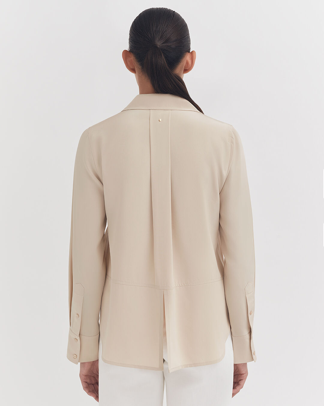 Silk Pocket Front Cropped Shirt
