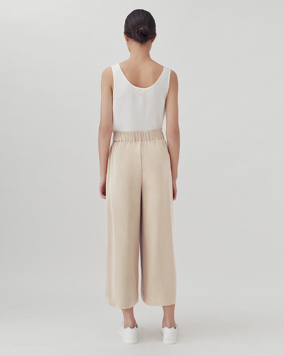 Washable Silk Wide-Leg Cropped Pant