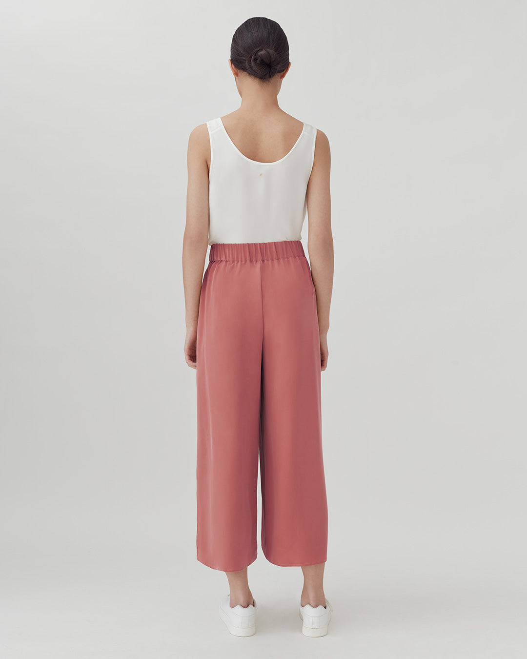 Washable Silk Wide-Leg Cropped Pant