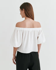Poplin Off-The-Shoulder Cropped Top