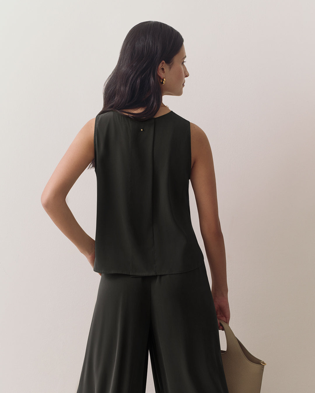 Washable Silk Cropped Overlay Tank