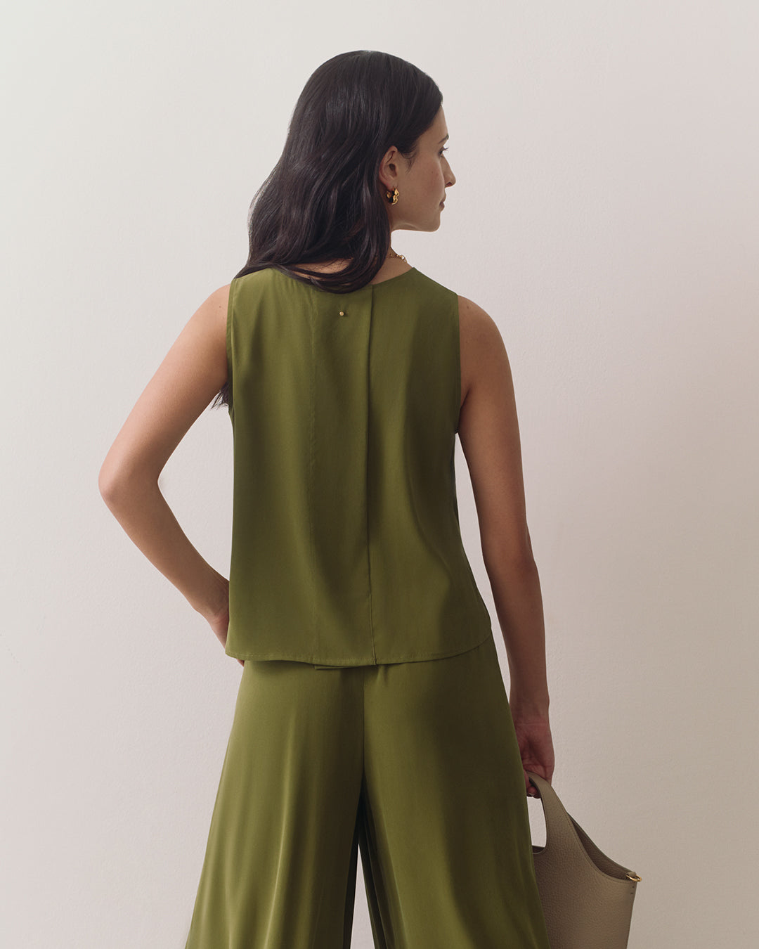 Washable Silk Cropped Overlay Tank