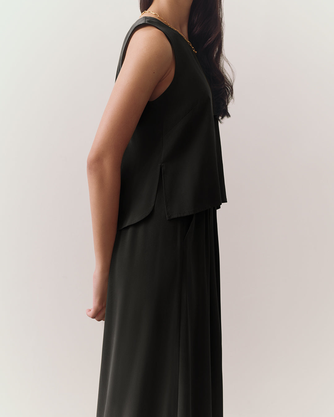 Washable Silk Cropped Overlay Tank