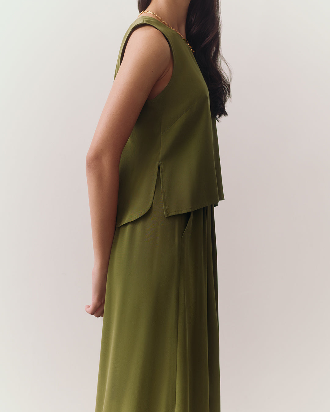 Washable Silk Cropped Overlay Tank