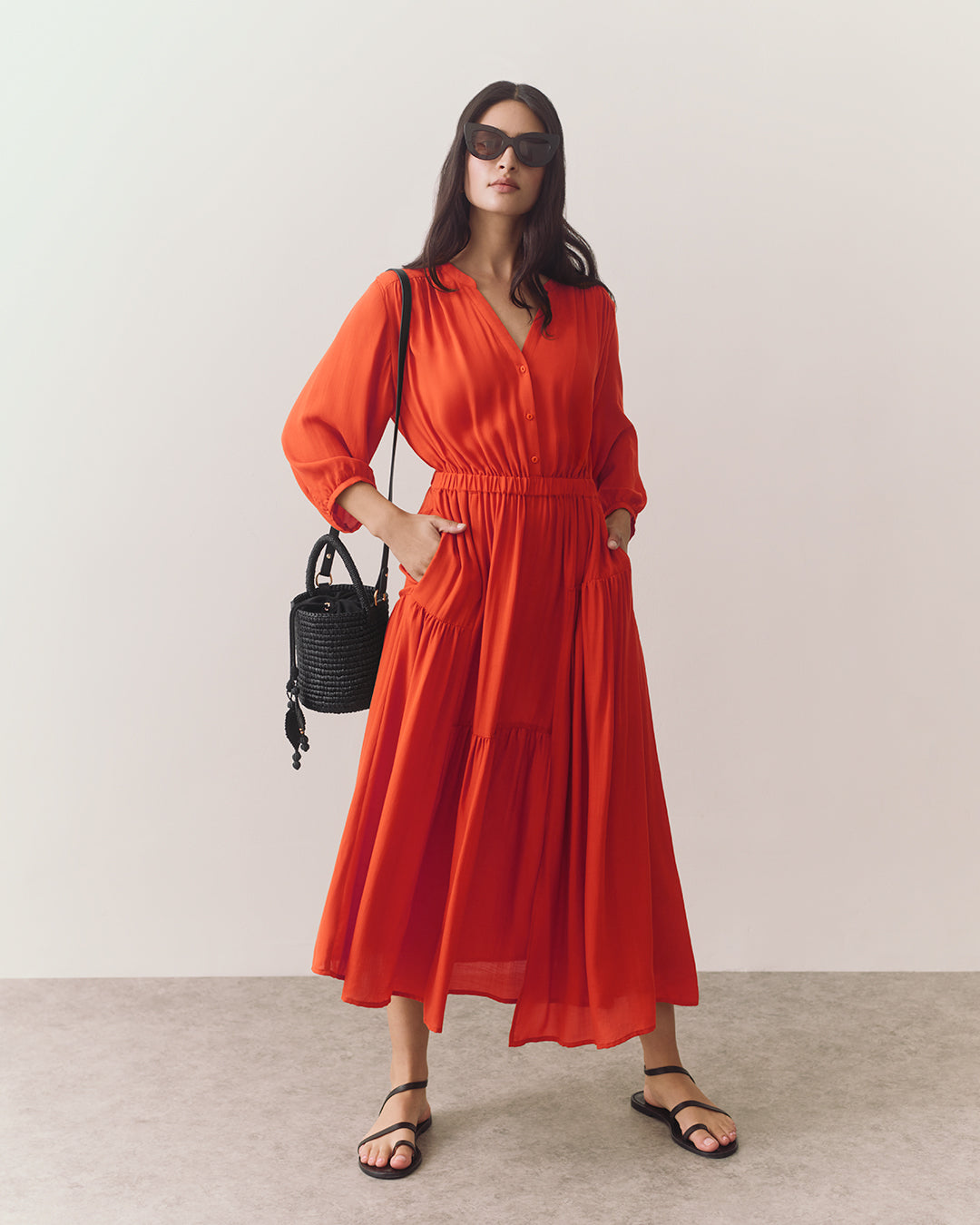 Tencel Gathered Panel Dress