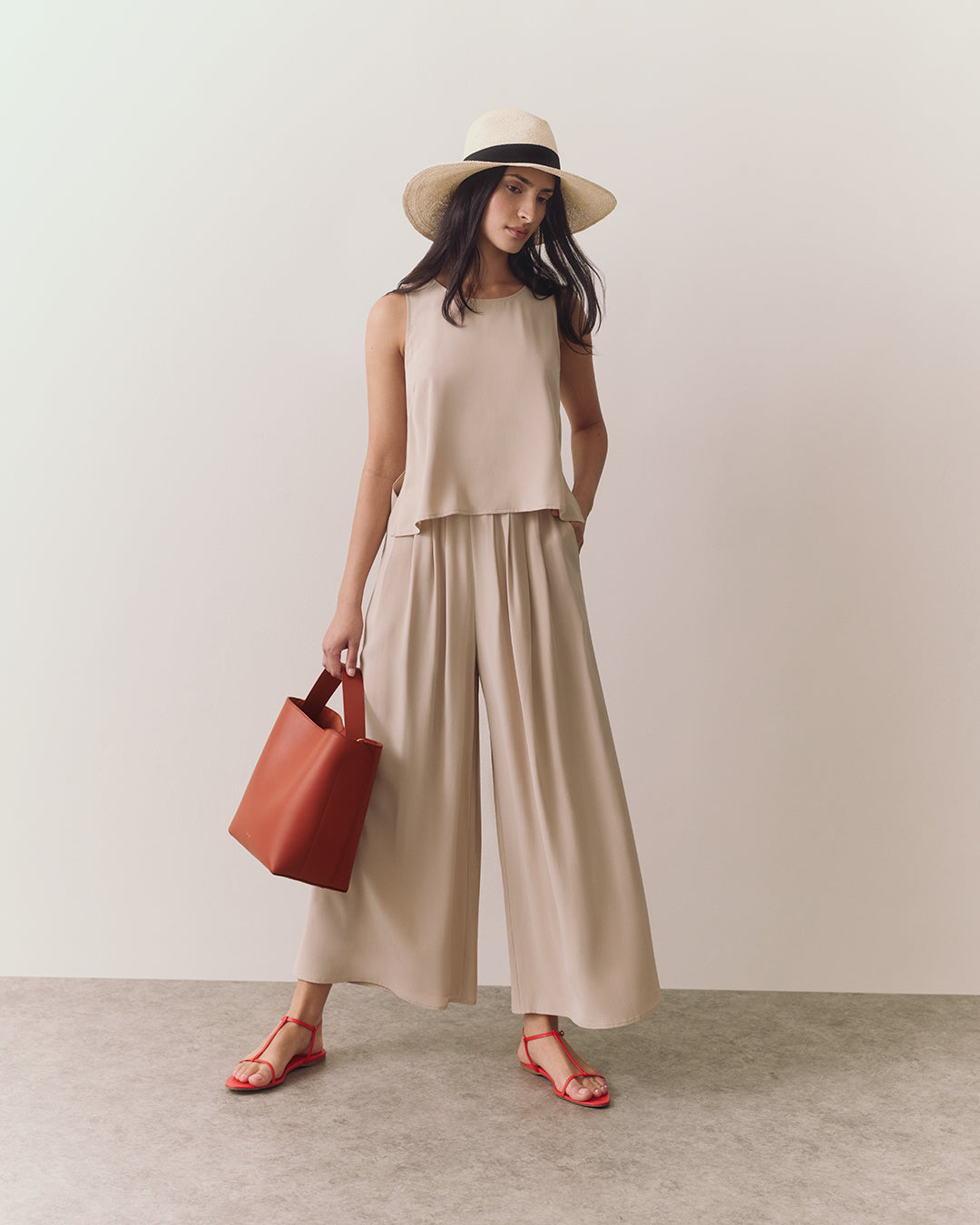 Washable Silk Cropped Overlay Tank