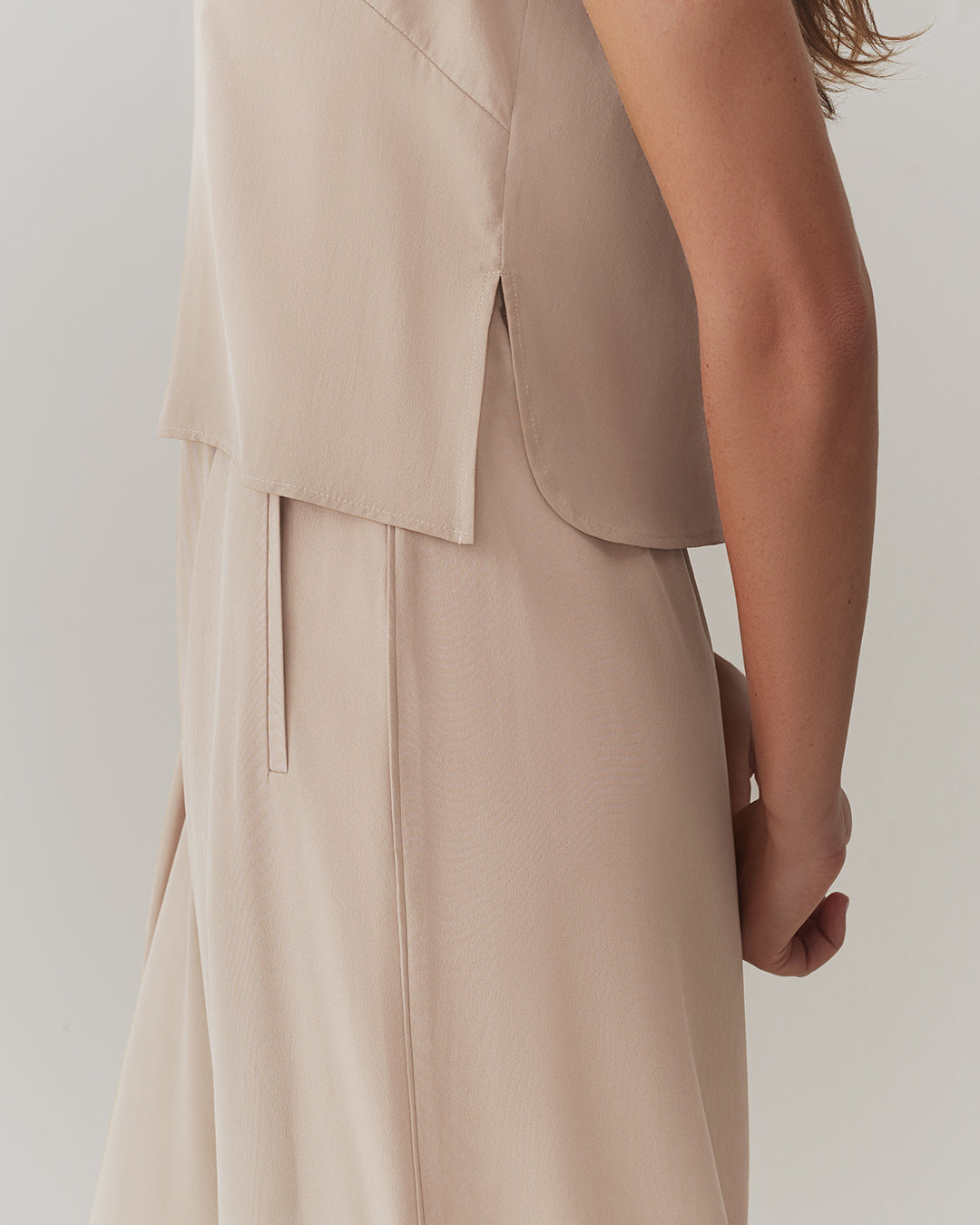 Washable Silk Cropped Overlay Tank