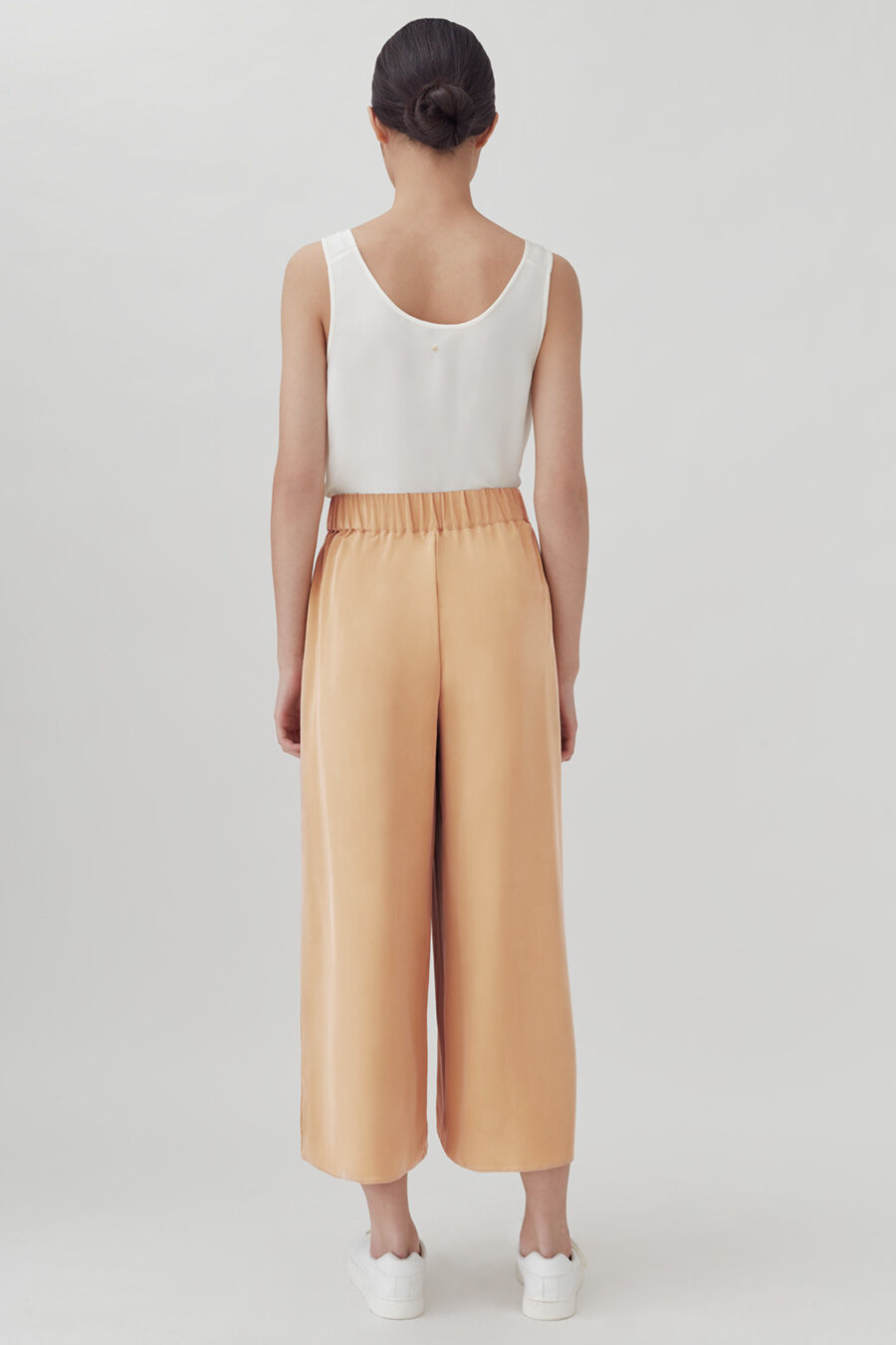 Washable Silk Wide-Leg Cropped Pant