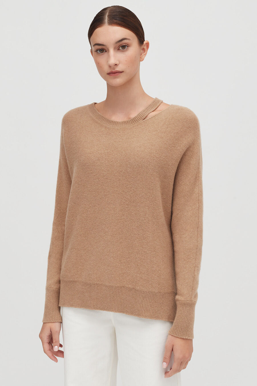 Recycled Cashmere Split-Neck Sweater