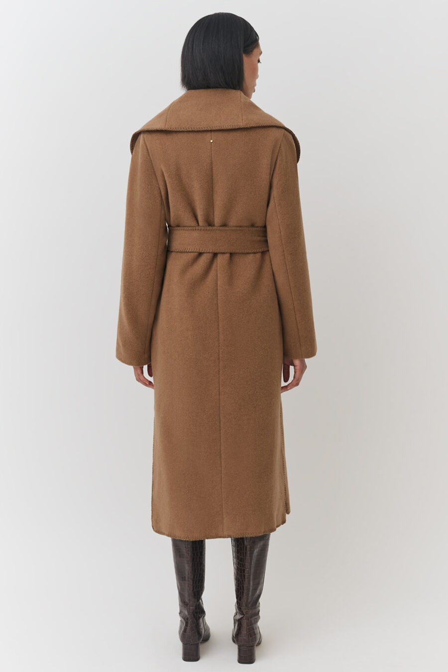 Wool Draped Collar Coat
