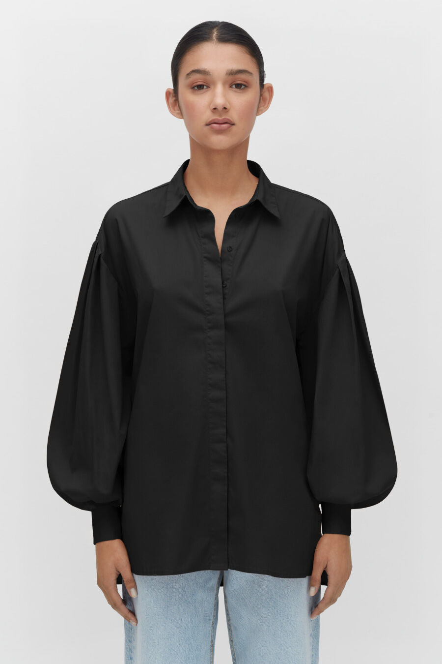 Poplin Balloon Sleeve Shirt