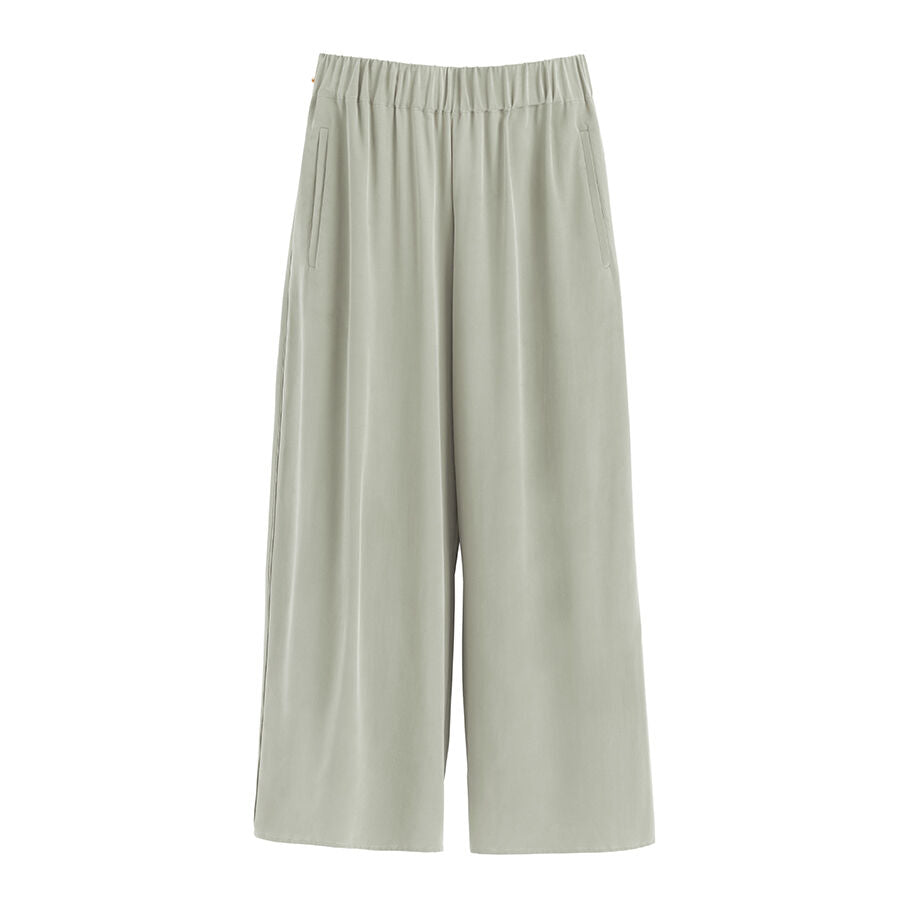 Washable Silk Wide-Leg Cropped Pant