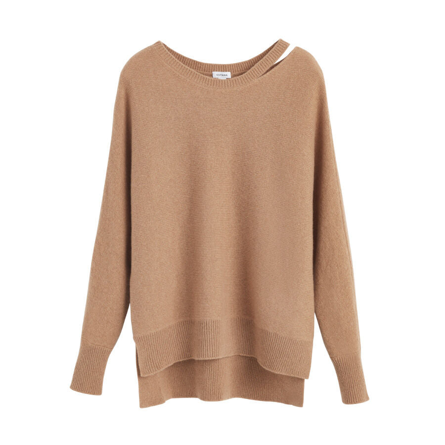 Recycled Cashmere Split-Neck Sweater