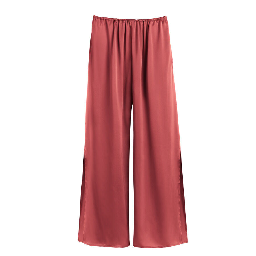 Washable Charmeuse Cropped Wide-Leg Pant