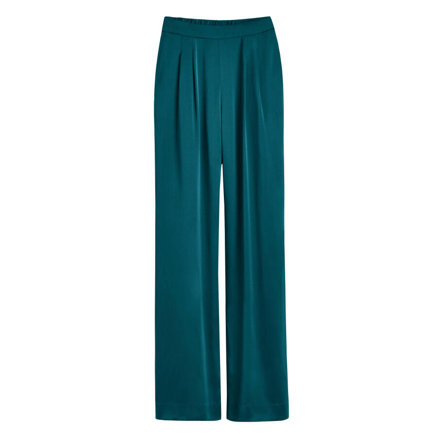 Washable Charmeuse Wide-Leg Pant