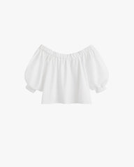 Poplin Off-The-Shoulder Cropped Top