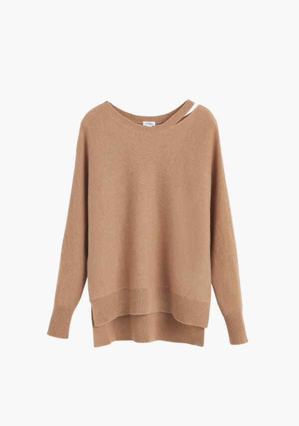 Recycled Cashmere Split-Neck Sweater