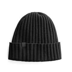 Mens Wool Cashmere Ribbed Beanie