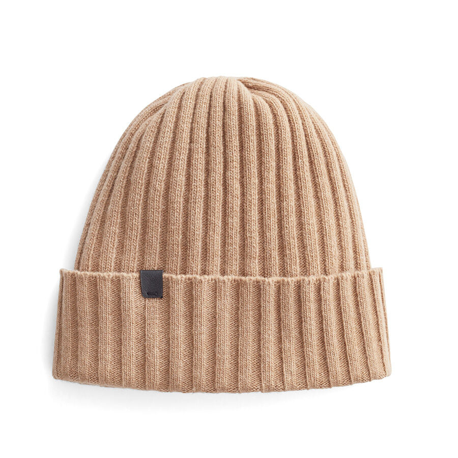 Mens Wool Cashmere Ribbed Beanie